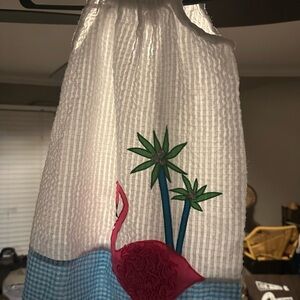 Youngland Pink Flamingo Dress with Green Palms